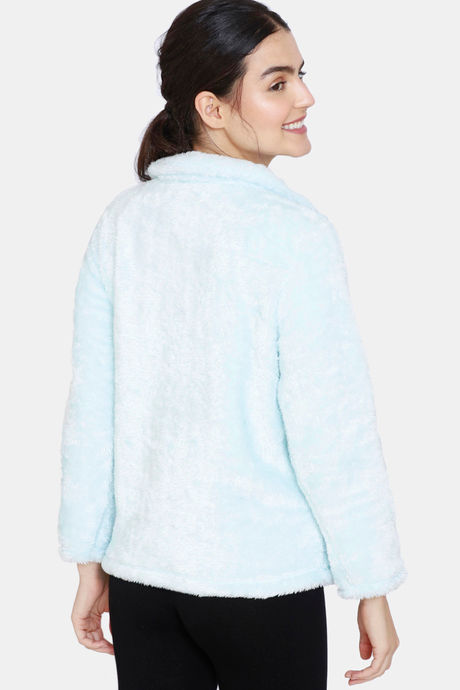 Zivame Fluffy Fur Knit Sweatshirt - Baby Blue — image 3